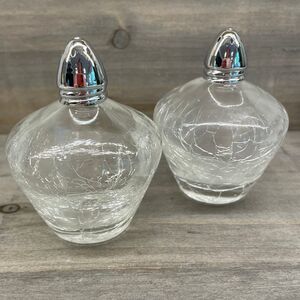 Vintage Hand Blown Salt & Pepper Crackle Glass Dinner Table Shakers